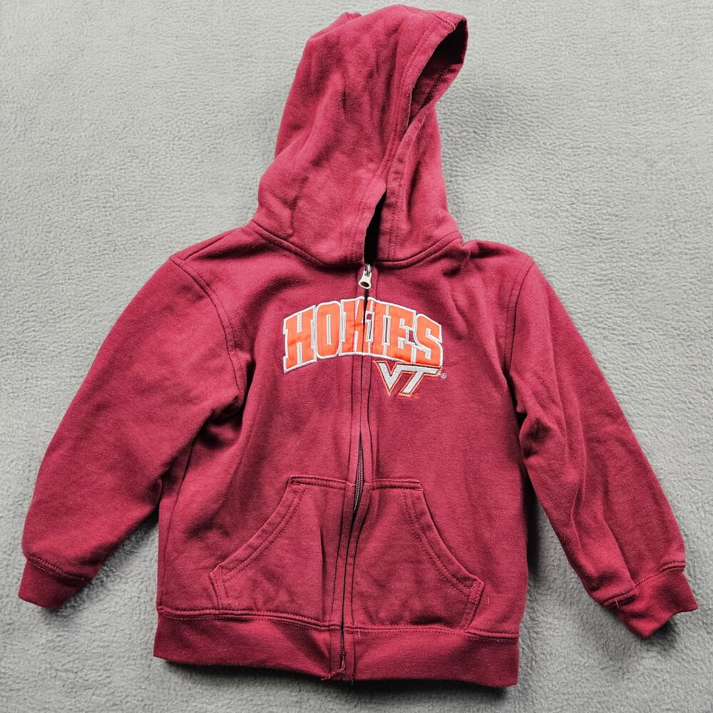 Virginia Tech Hokies Jacket Hoodie Youth 4T Full Zip Maroon Red Embroidered